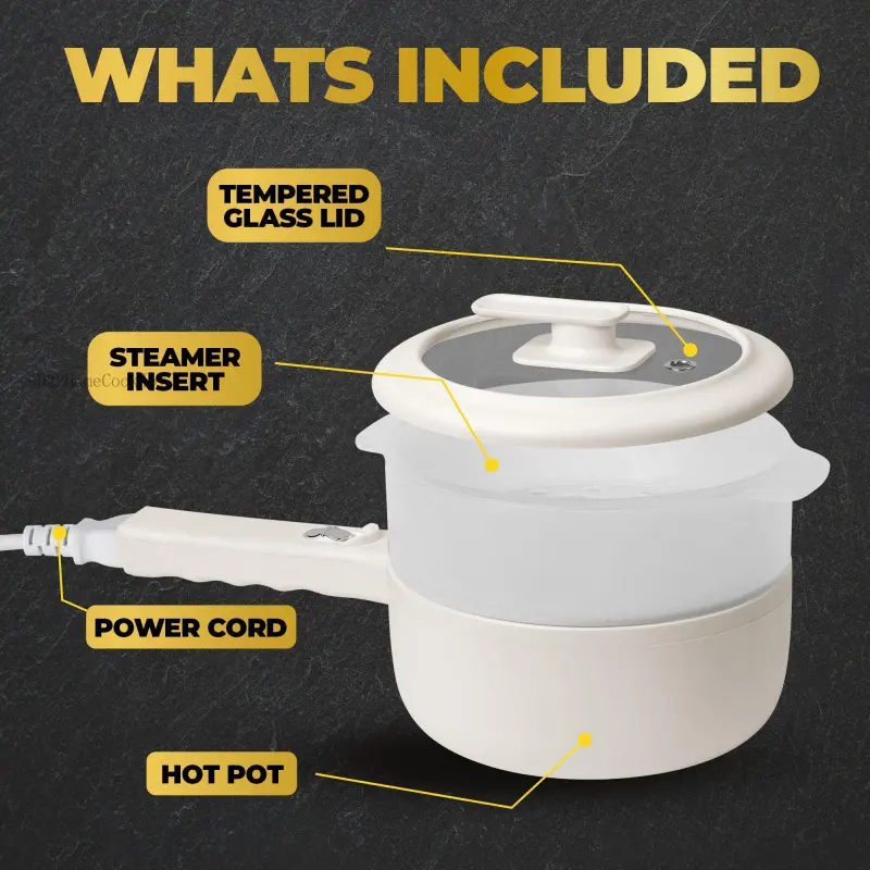 Mini Electric Multifunction Pot - Nonstick Ceramic Skillet Steamboat Pan with Lid, Hot Pot Cooking Kitchen & Household Appliances (DD22HomeCookJoyH1HomeFixMart)