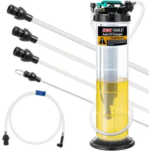 2.5 Gallon (9.5L) Fluid Extractor Pump, Pneumatic Manual Oil Extractor Pump for Oil Change, Oils Vacuum Pumps Extractors with 5 count  Bleeding Hose for , SUVs, , RVs,