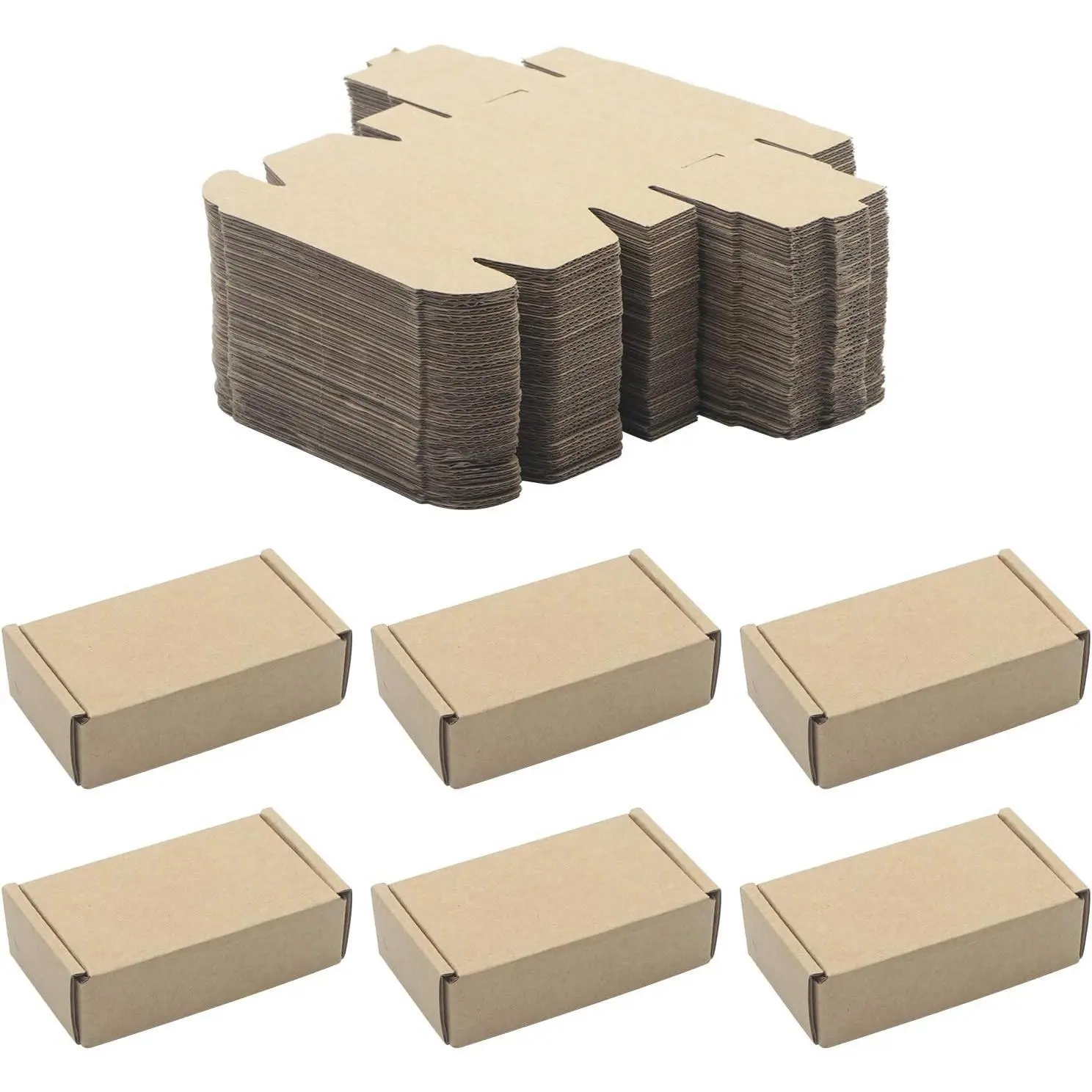 50 Pack Kraft Paper Boxes, Foldable Rectangular Paper Box Packing Box for shipping, Storaging Small items, Brown, 3.62 x 1.98 x 1.02 inches
