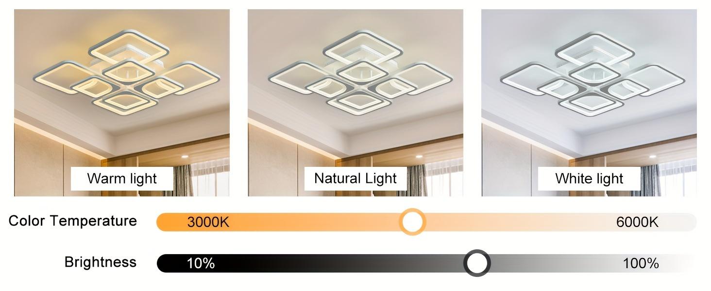 23.6 Inch 8 Square Modern Acrylic LED Recessed Ceiling Light, Dimmable with Remote Control for Kitchen Living Room Dining Room Bedroom, 3000K-6000K