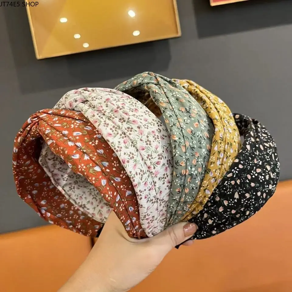 Women's Unisex Vintage French Widened Shape Floral Headband - Breathable Fabric, Pastoral Look Summer Viral Fashion Hair Accessory