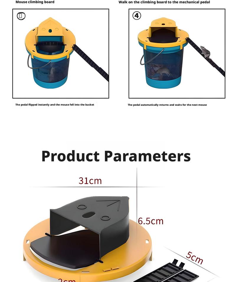 Indoor and Outdoor Automatic Reset Flip Cover Mouse Trap, Rat Trap, High-Efficiency, Multi-Functional, Portable