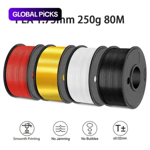 PLA 3D Printer Filament Bundle, Total 1KG PLA Filament 1.75mm, Tougher and Stronger, Dimensional Accuracy +/-0.02mm, 250g per Spool, 4 Packs, Black, White, Red, Silk Gold, Green #GLOBAL PICKS