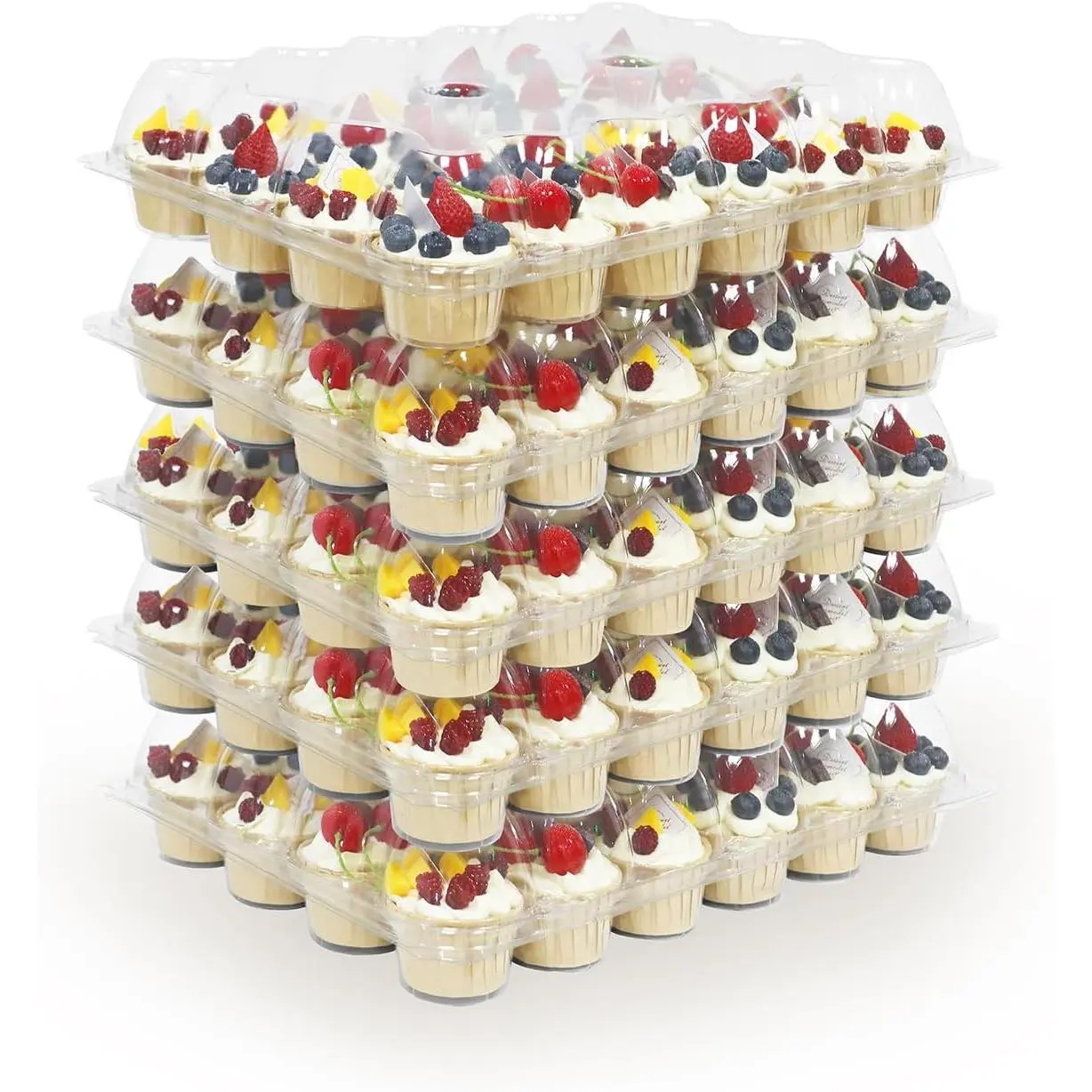 Plastic Cupcake Containers, 24 Count x 5 Sets | Clear Cupcake Holder with , Disposable Cupcake Carrier for Bakery, Storage Box for Parties, Bake  Packaging