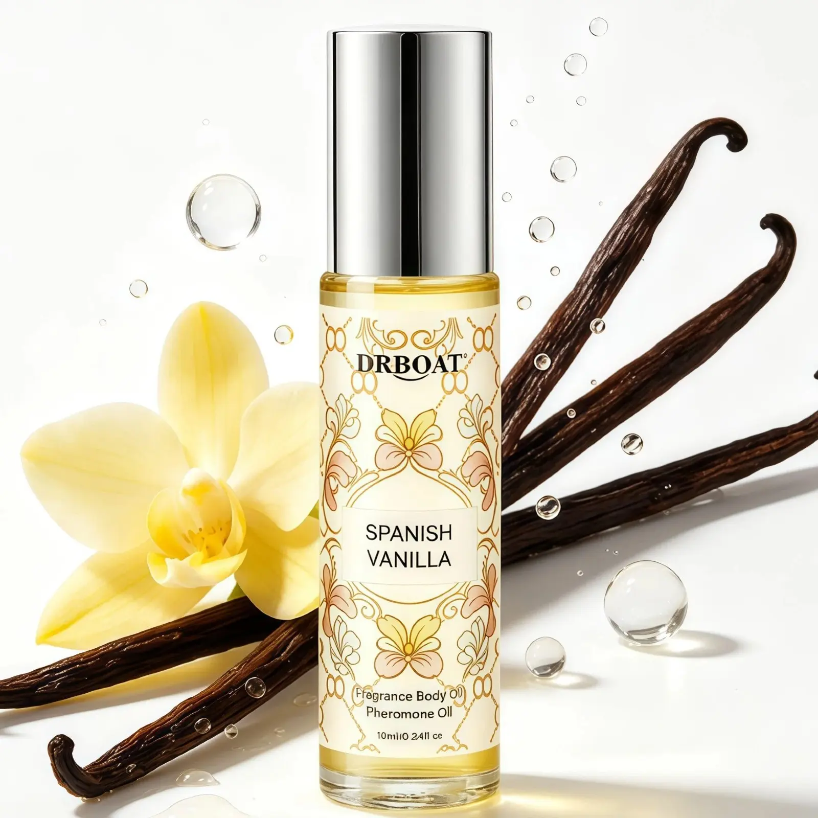 10ML Spanish Vanilla Perfume Oil - Roll-On Subtle Essential Floral Woody Fragrance Oil, Vanilla Body Oil for Men and Women, Dating Traveling Home