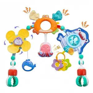 Multifunctional Baby Hanging Sensory Toy, Suitable for Stroller, Car Seat, Crib, Cartoon Rattle, Early Education Interactive Baby Toy