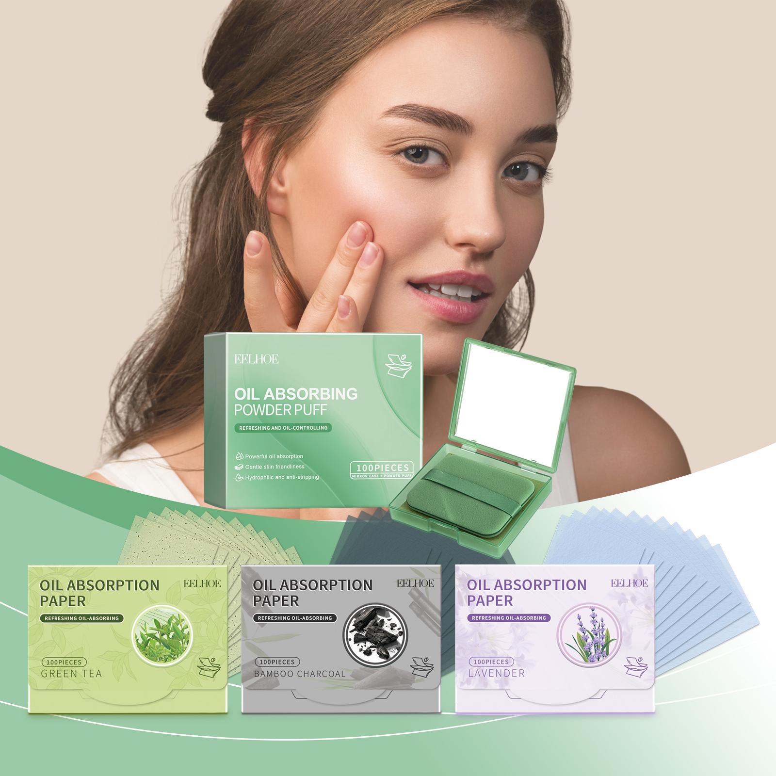 OUHOE Oil Blotting Sheets Linen Fiber Natural Absorption Adhesive Strip Easy Peel Makeup-Friendly No Powder Removal Controls Shine Boosts Confidence Gentle for All Skin Types