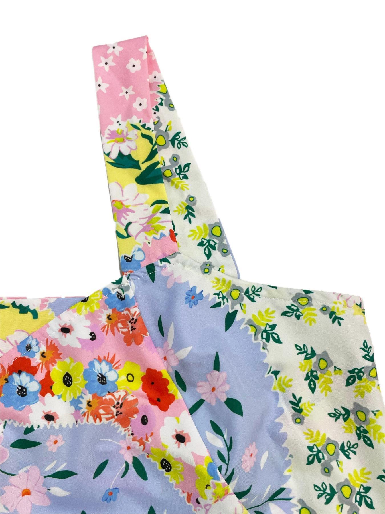 Women's Floral Print Backless Bow Tie Dress, Sleeveless Short Sundress, Boho Vacation, Fitted Summer Dress