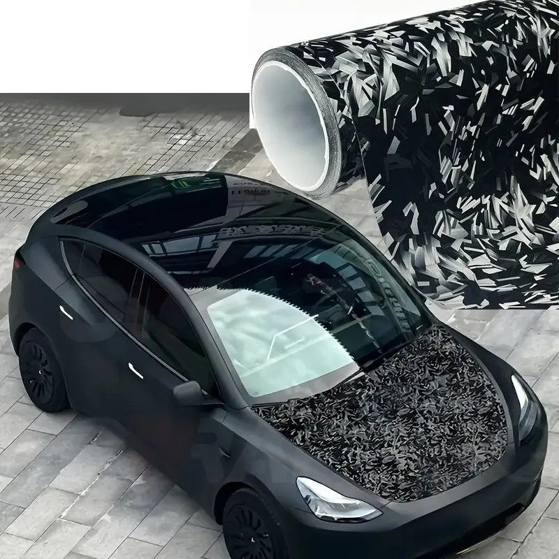 Premium PET Black Carbon Fiber Vinyl Wrap Film With Air Release Self Adhesive DIY Car Motorcycle Bicycle Sticker Decal Car Wraps