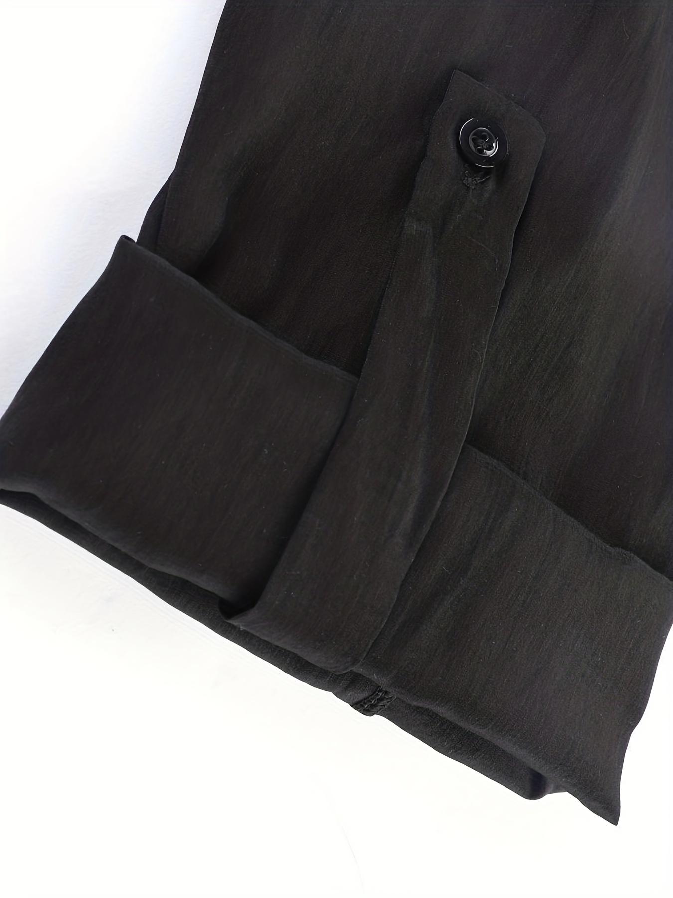 Plus Size Classic Casual Western Style Solid Button Front Shirt, Button Down Shirts, Elegant Long Sleeve Button Up Top for Women, Women's Clothing for Spring & Fall