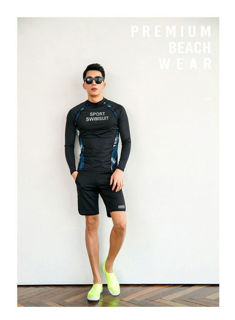Men's 2-Piece Rash Guard Set - UPF 50+ Quick-Dry Swim Shirt & Shorts, Water Sports Outfit for Surfing, Snorkeling & Beach Wetsuit Long