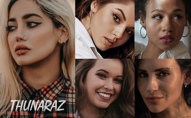 THUNARAZ 5 Pcs Shining Seamless Body Piercing Nose Rings Hoop 8mm 10mm for Women Men CZ Opal Septum Hinged Clicker Segment Lip Rings Helix Cartilage Hoop Earring 18G 16G Surgical Steel Rings for Birthday Summer Beach Ocean Vocation Parties Christmas Gift