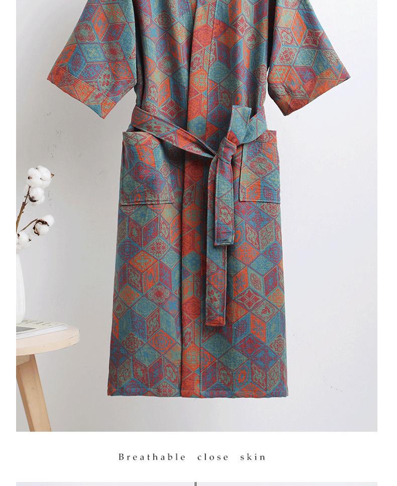 Pure cotton double-layer gauze bathrobe, Class A, spring/summer thin pajamas, home wear, couple's bathrobe, absorbent and quick-drying bathrobe