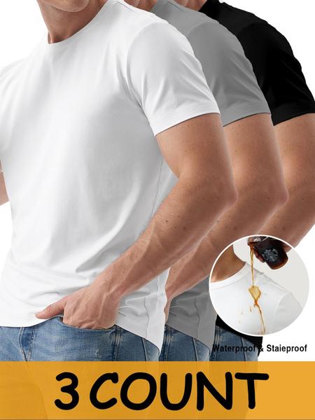 1/3pc Technology Waterproof Stain Oil-Resistant Lightweight T-Shirt, Men's Casual Versatile Shirt in Multiple Colors