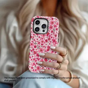 Phone Case – Pink Floral Pattern UV-Printed Protective Case | 360-Degree Full Protection | Compatible with iPhone 17, 16, 15, 14, 13, 12, 11 (Pro/Pro Max/Plus Series) | Drop-Resistant Protective Cover, Flower, Casing