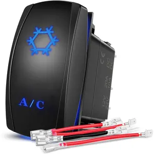 Nilight A/C Rocker Switch Led Light Bar 5 Pin Laser On Off SPST Switches 20A/12V 10A/24V Blue with Jumper Wires Set for Cars Trucks Boats ATVs UTVs RVs