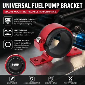 Universal 50mm Aluminum Fuel Pump Mounting Bracket - Heavy Duty CNC Machined, Lightweight & Heat-Resistant for Motorcycle, ATV, Car Engine | High Performance Upgrade Kit, Engine Modification Must-Have