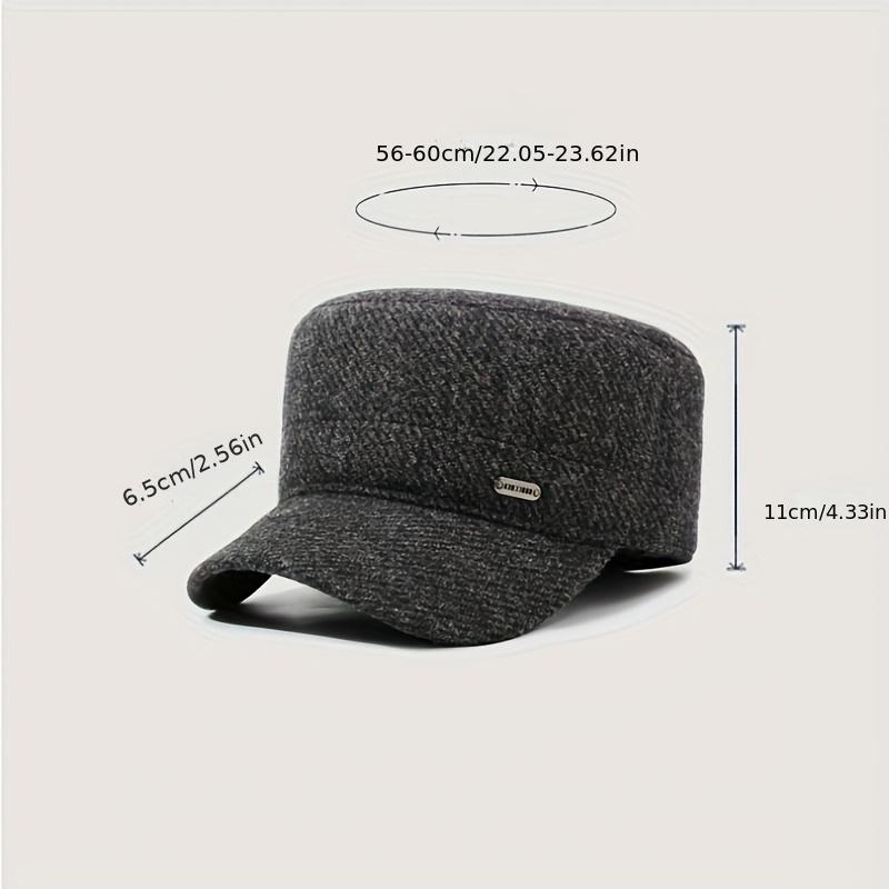 Men's Winter Warm Fleece-Lined Thickened Flat Cap with Ear Flaps - Tweed Style Felt Hat for Elderly & Middle-Aged, Multi-Color Options (Black, Navy, Brown, Grey) - Outdoor & Formal Cold Weather, Christmas/Thanksgiving/Halloween Accessory, Funky & Stylish