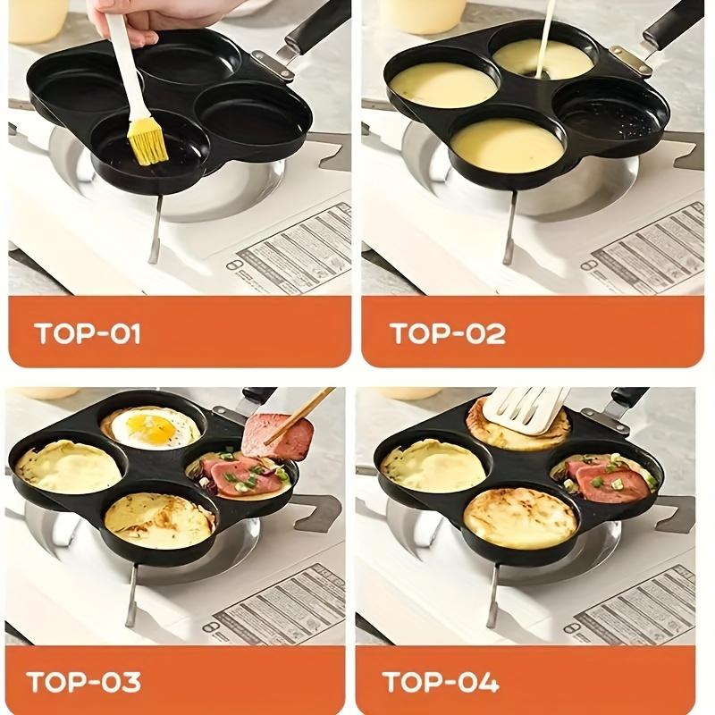 Non-stick Egg Frying Pan, 1 Count Multi-grid Egg Burger Pan with Handle, Multifunctional Frying Pan for Gas & Electric Stove, Nonstick Griddle Cookware, Mr Omelet Pan, Nonstick Cooking Tools