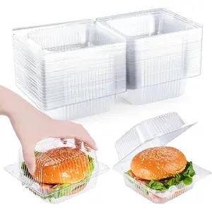 50 Pack Clear Clamshell Food Containers, Disposable Plastic Hinged Clamshell Take Out Container with Lids, To Go Food Containers for Dessert, Hamburger, Cakes Slice, Cookies, Salads, Snacks etc