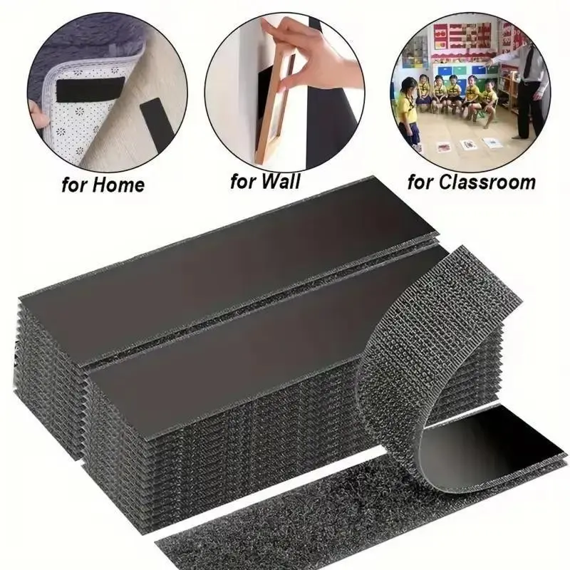 A set of self-adhesive double-sided Velcro strips, reusable, suitable for hanging photo frames on the wall, decorating the wall, and organizing wires (for both home and office use)