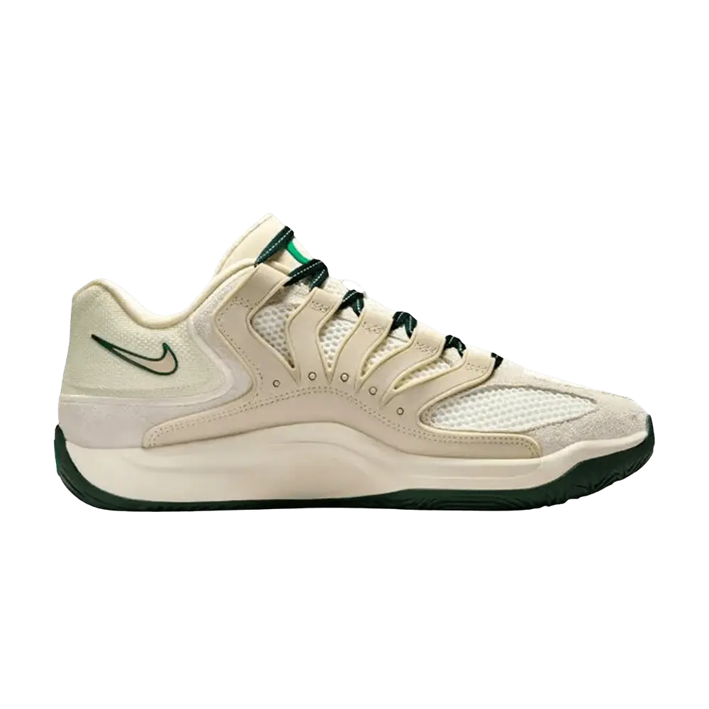 Nike KD 18 'Coconut Milk' Unisex Low Top Basketball Shoes with Midfoot Strap, Coconut Milk-Fir-Sanddrift-Sail-Rattan-Stadium Green, Multi-Size, Style HV1992-101, Low Top Fit, Unisex Wear