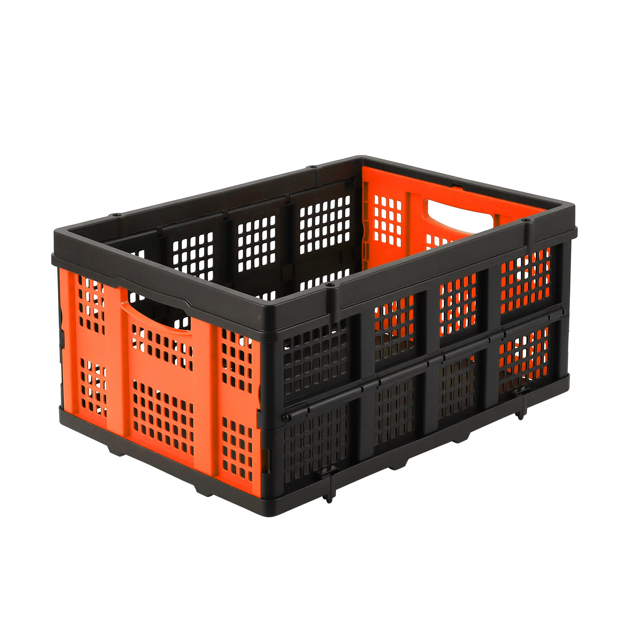 Garvee 55L Collapsible Plastic Milk Crate Storage Basket - Heavy-Duty Collapsible Bin, Stackable, Side Handles, Space-Saving Organizer for Office, School, Kitchen, Garage, Car Trunk - Purple