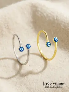 Unique 925 Silver Color Dual Evil Eye Ring, Statement Ring, Mystical Design, Perfect Gift for Parties & Festivals, Exclusive Style, One-Of-A-Kind