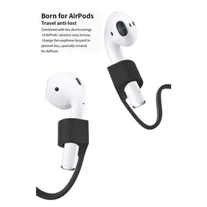 Magnetic AirPods Anti-Lost Lanyard, Silicone Earbuds Strap, Secure Holder for AirPods 1/2/3/Pro/Pro 2, Prevent Falling Off During Sports & Daily Use, Lightweight Black Cord