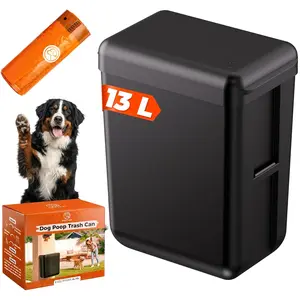 Dog Poop Trash Can Outside - Wall Mounted Dog Waste Trash Can - Outdoor Dog Poop Trash Can - 2 Size Options 13L or 8L (3.5/2.1 Gal) - Includes 15 Heavy Duty Bags - (Black)