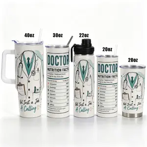1 pc, Doctor Appreciation 40oz/30oz/22oz/20oz Vacuum Insulated Cup, 18/8 Food Grade 304 Stainless Steel Travel Flask with Leak Proof Lid, Double Wall Sweat Proof Cup Keep Cold 24H Hot 12H, Cup Holder Friendly Powde