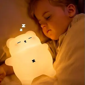 Sleep snoring bear night light, children's daycare light, 3-level dimming, 30 minute automatic timer off, rechargeable Type-c, free of bisphenol A, suitable for bedrooms, children's bedrooms, bedside lamps, ornaments, fun gifts