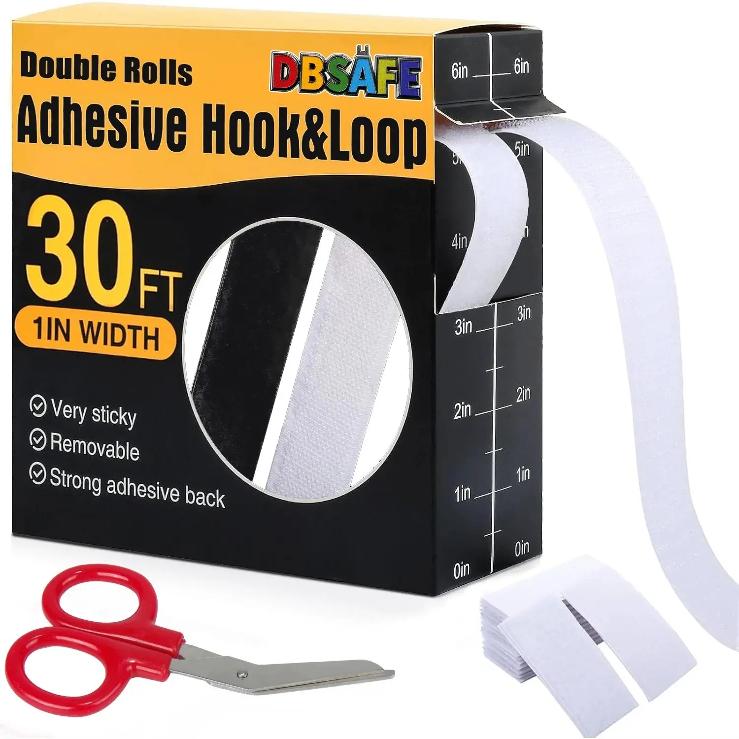 30 Feet X 1 Inch Adhesive Velcro Strips, 2 Rolls, Strong Backing for Home Office Use, Universal Magic Tape for Various Applications