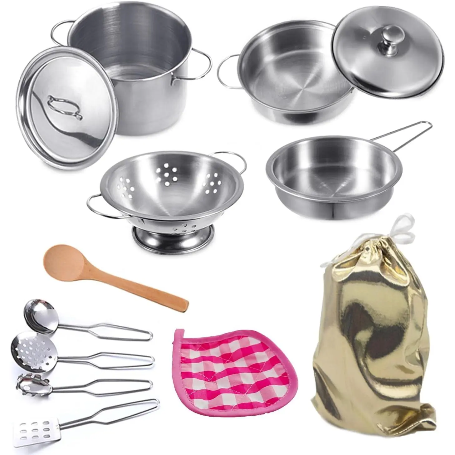 Mini Play Pots and Pans Toys for Kids Kitchen Playset, Pretend Cookware Utensils, Stainless Steel Cooking Toys, Accessories for Boys Girlsfidget toys