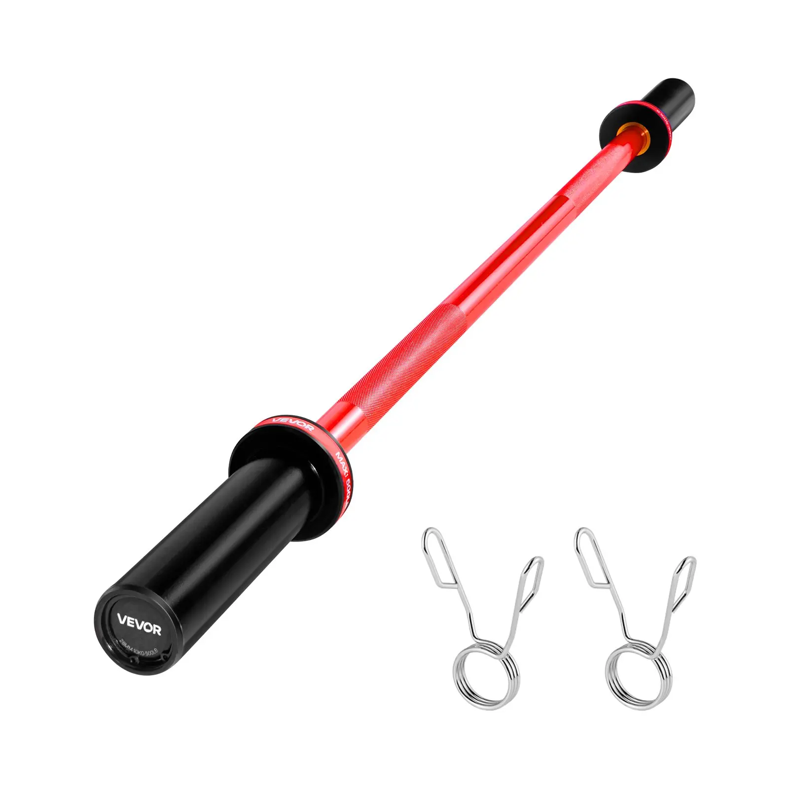 4FT Barbell Bar, Fits 2-Inch Weight Plates, Barbell Bar with Knurled Grip for Strength Training, Weightlifting, Squat, Deadlift, Bench Press, Curl, Overhead Press, 550lbs/226kg Capacity
