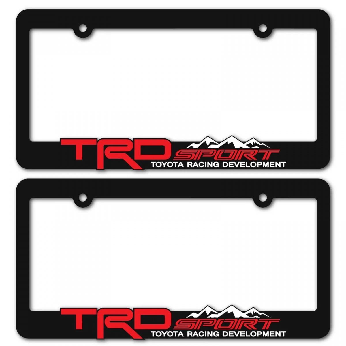 2PC TRD-Style Sport License Plate Frame for Toyota Tacoma Tundra 4Runner RAV4 Highlander