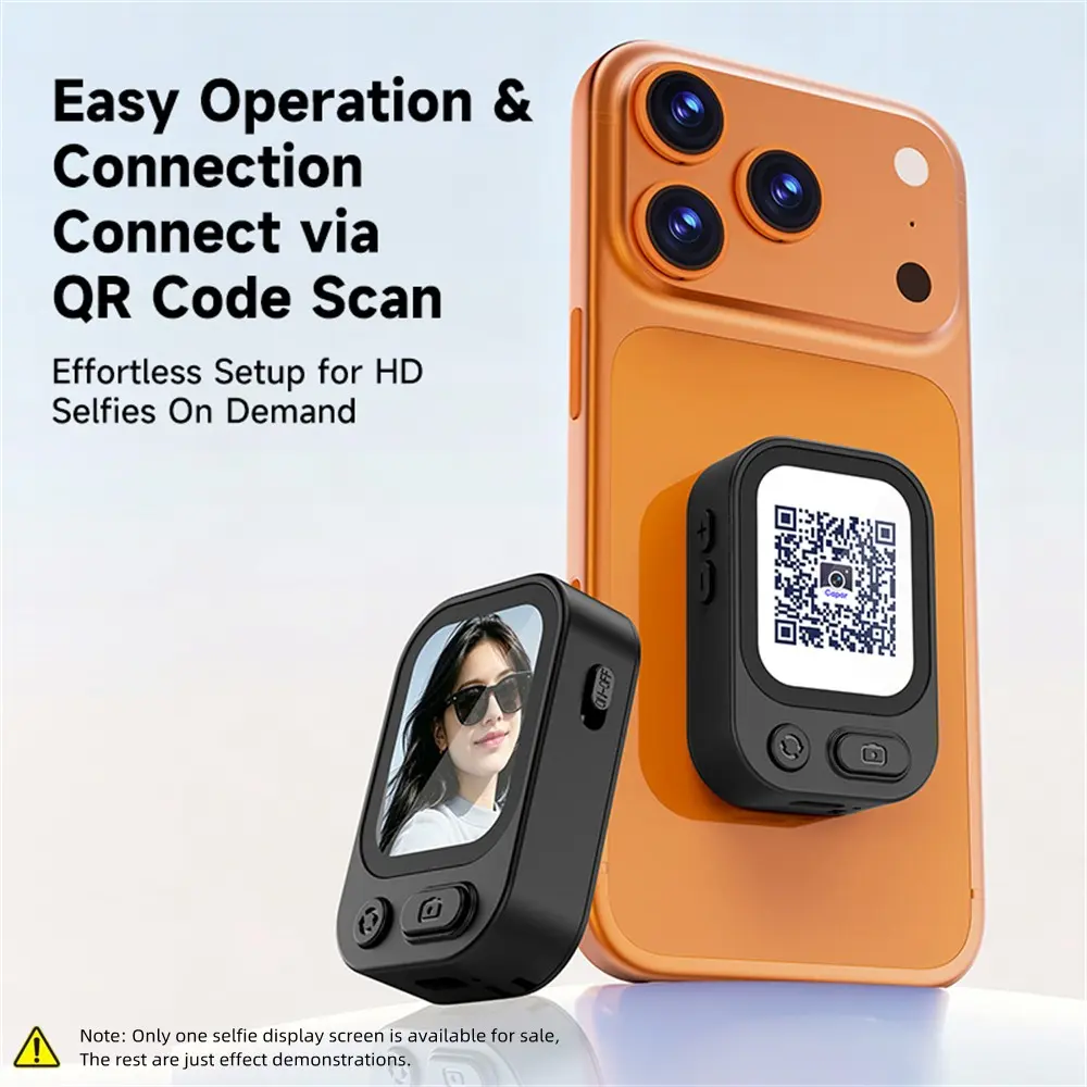 Magnetic Selfie Viewfinder TP02, Real-Time Screen Sync Phone Rear Camera Selfie Monitor, Portable Compact Wireless Remote Zoom Selfie Screen Compatible with MagSafe Phones