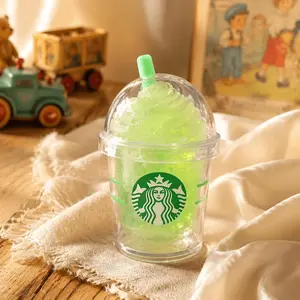Nice Cube Style Squishy Sensory Toy, Faux Ice Cube Fidget Cube and Drink Cup Slime Toy, Stress Relief Desk Toy, Kawaii Gift or Party Favor