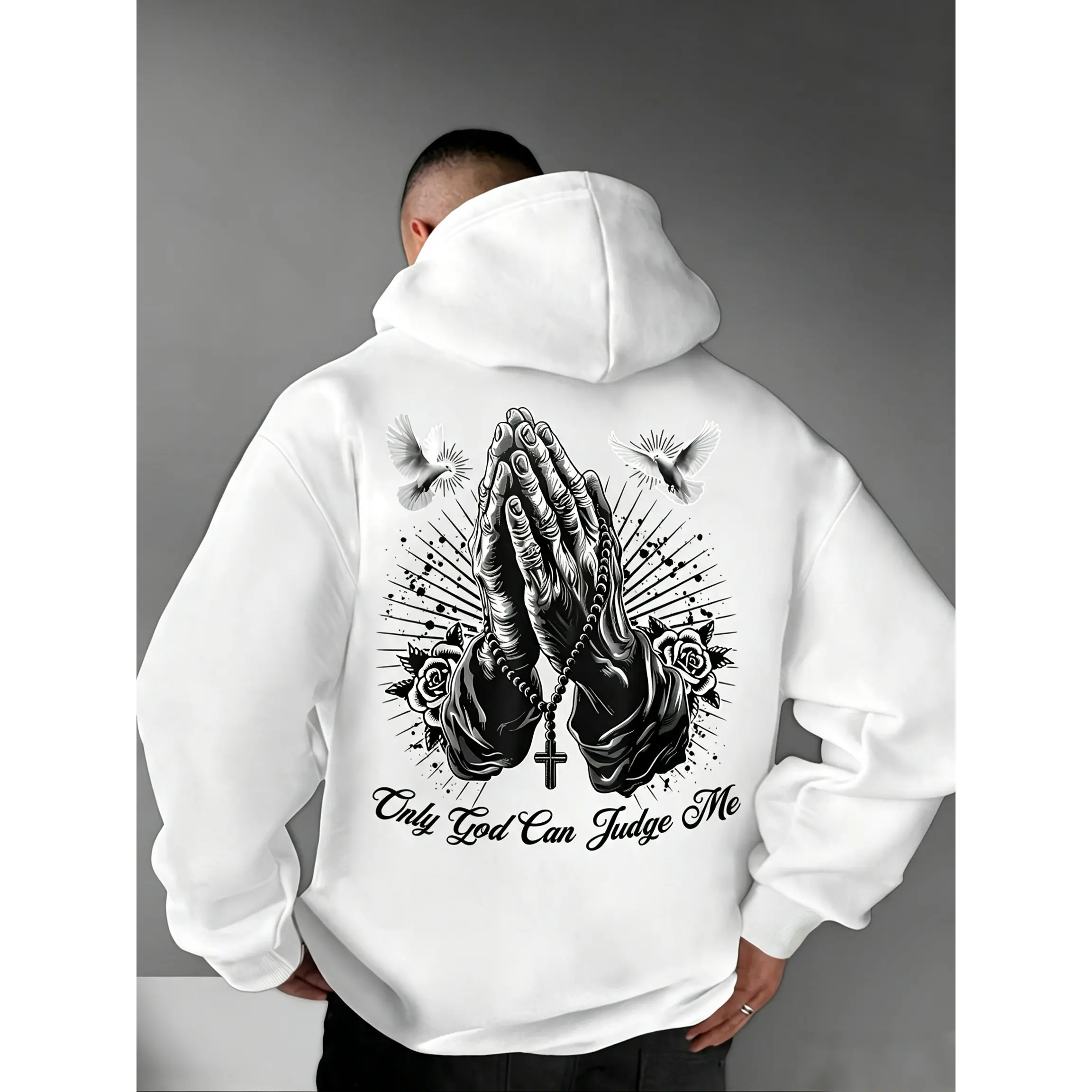 Men'S Autumn And Winter Hoodie Featuring a White Dove Prayer Design, a Versatile And Relaxed Fit for Sports And Casual Wear