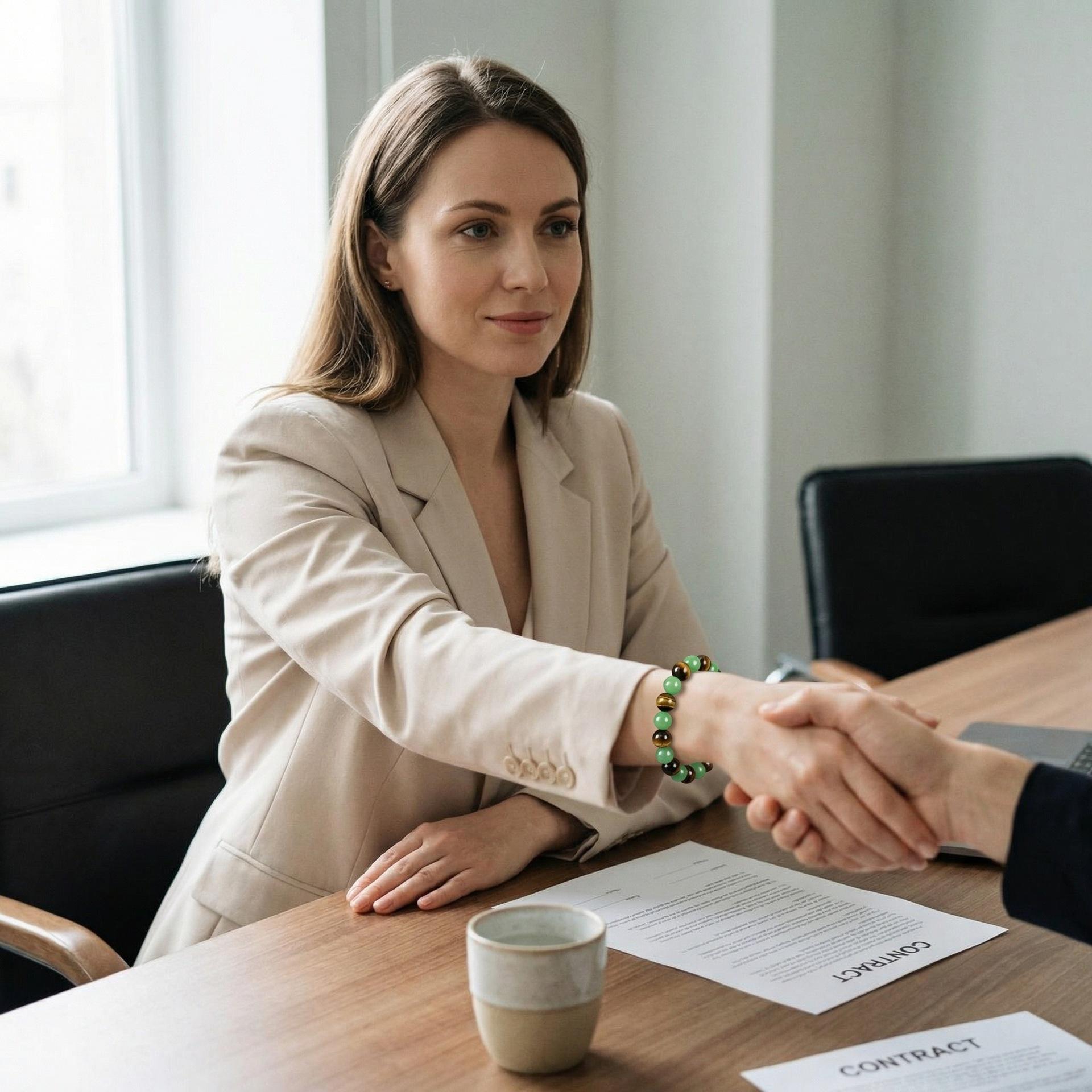 Cross-border bestseller green aventurine tiger eye natural stone bracelet, wealth and energy jewelry, handmade beaded bracelet
