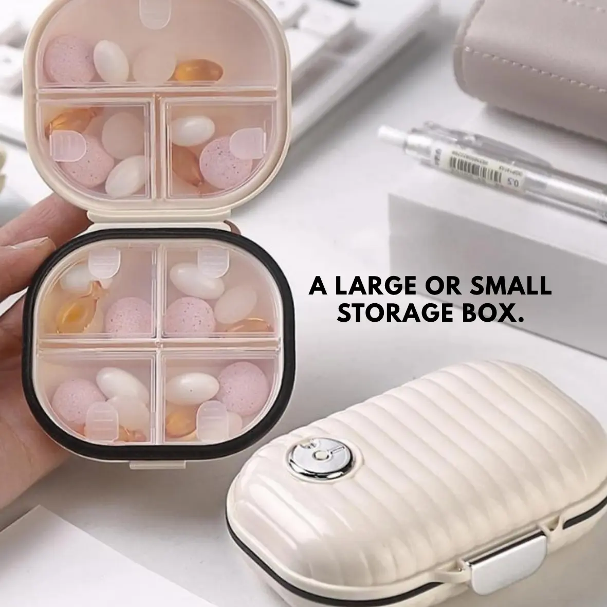 Portable Pill Organizer, 1 Count Multi-grid Pill Storage Box, Dustproof Travel Pill Organizer, Supplement Organizer, Vitamin Organizer, Pill Box for Home Office School