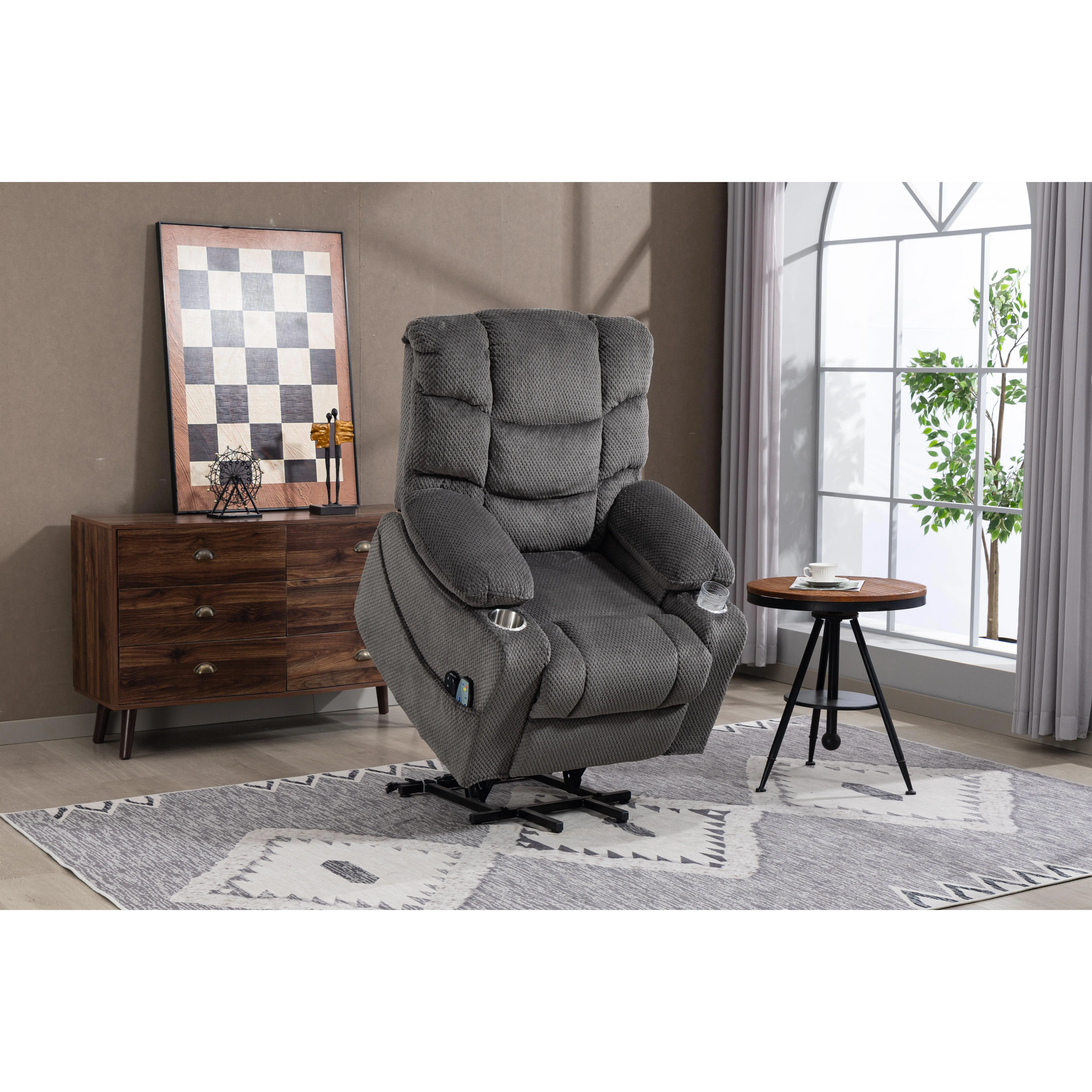 ARCH Ultra Wide Electric Power Lift Recliner Chair with Heat and Massage, Velvet Upholstered Swivel Lounge Chair for Living Room, Bedroom, Office, Multiple Color Options, 300 lbs Capacity, Dining Room Chairs for Kitchen, Dining Room, Living Room