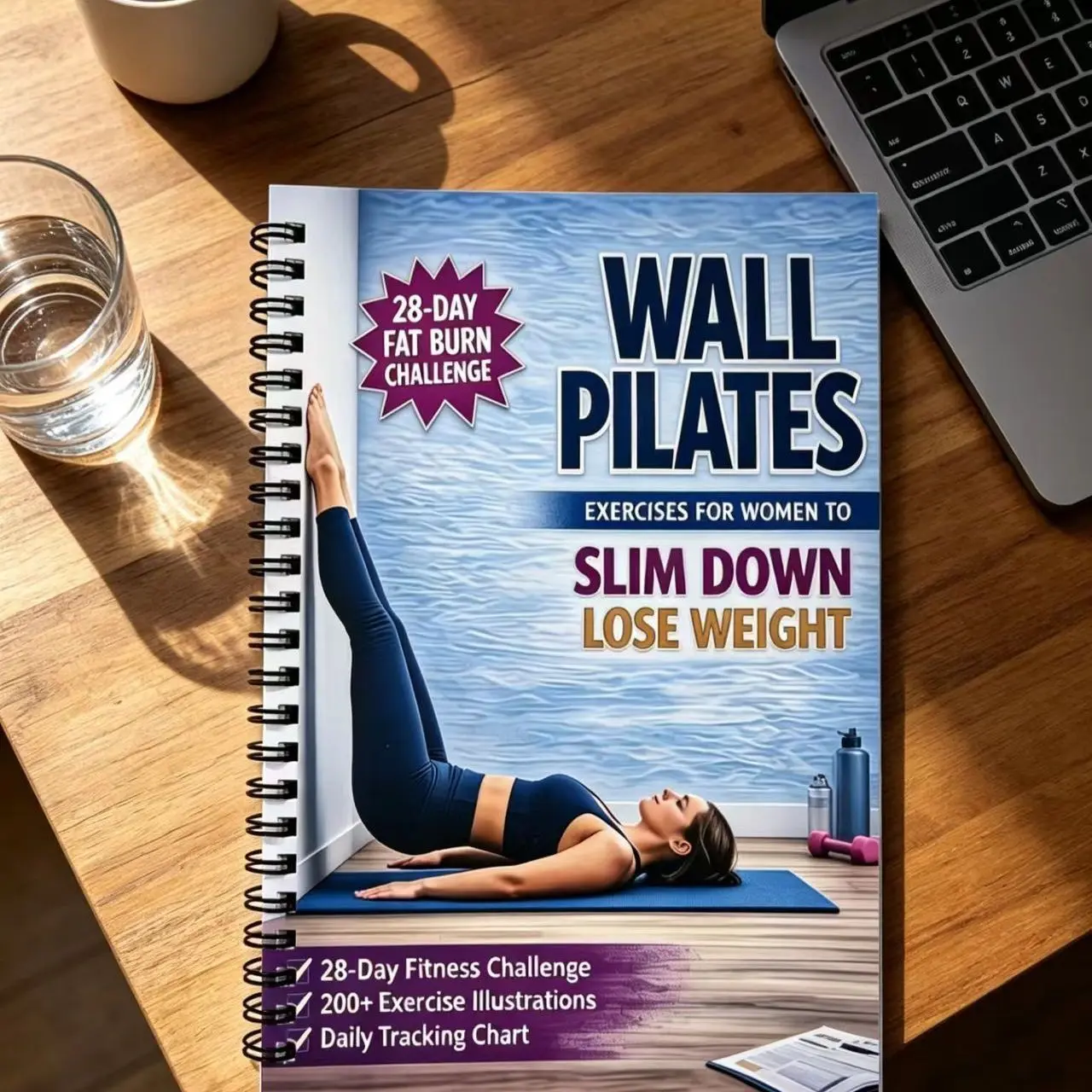 A5 Women's Wall Pilates Practice Planner, Home Fitness Training Log Book, Workout Tracking Journal, Exercise Record Notebook
