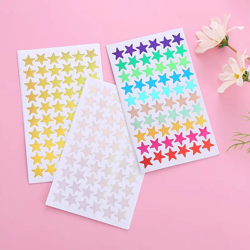 Colorful Star Laser Pentagon Glitter Stickers, Kids Reward Stickers, Halloween Christmas Party Gift Wrapping Stickers, Water Cup Craft Decor Stickers
