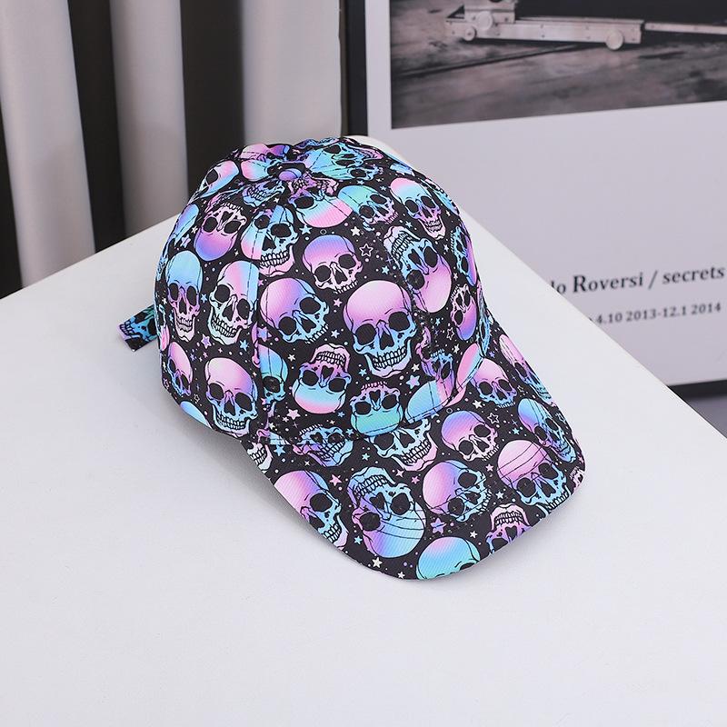 New cross-border Halloween baseball cap, outdoor casual sun hat for women, fashionable and versatile, popular printed duckbill cap