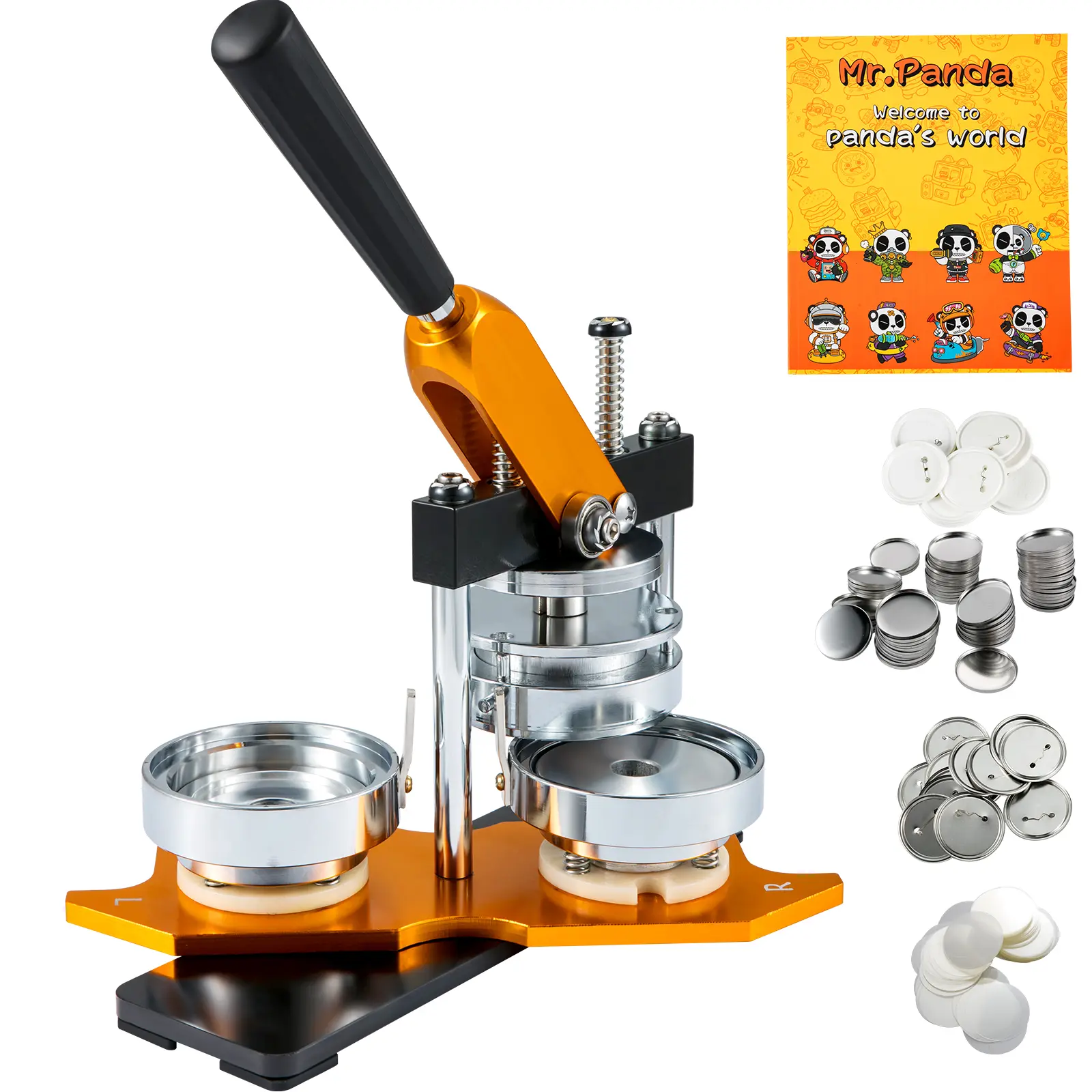Button Maker Machine, 75 mm (3 inch) Badge Punch Press Kit, Button Making Supplies with 500pcs Button Parts & Circle Cutter & Magic Book, Children DIY Gifts Pin Maker
