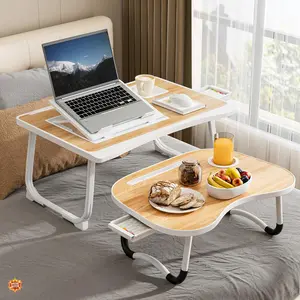 Foldable Laptop Bed Tray with Cup Holder, Multi-Functional Desk for Bed and Sofa Use, Portable and Durable Table with Tablet Slot
