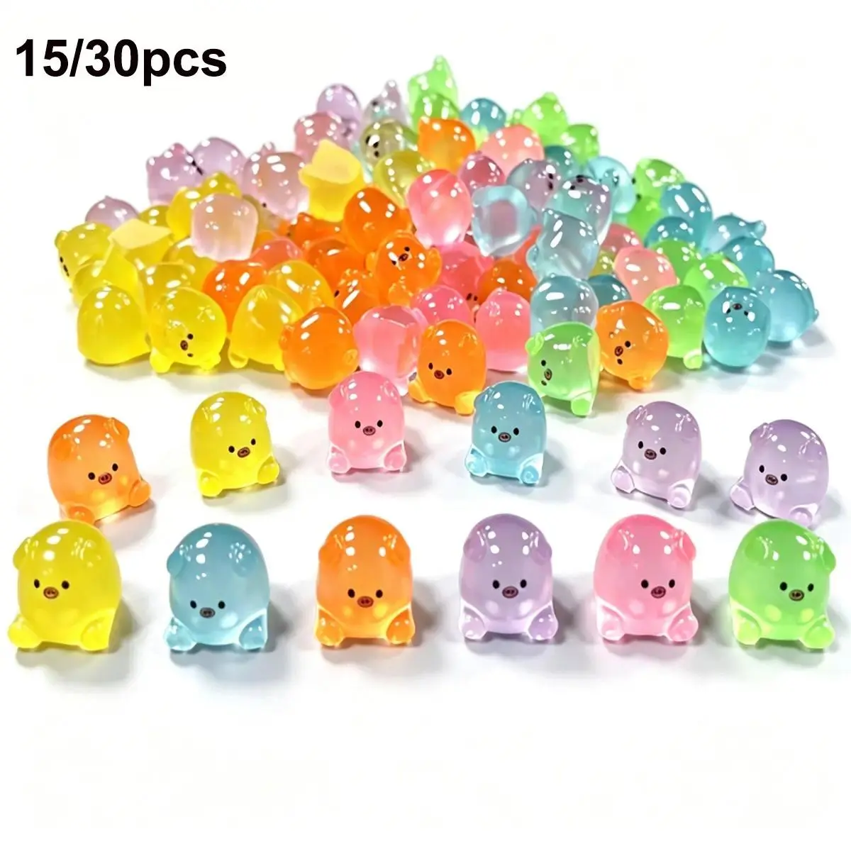 Luminous Mini Resin Pig Figurines Ornament Set - Glow-in-the-Dark, Cute Vivid Pig Shapes, Durable DIY Decor Handmade Accessories for Moss Terrarium Micro Landscape, summerwins Indoor Home Decor, Garden Statues & Sculptures
