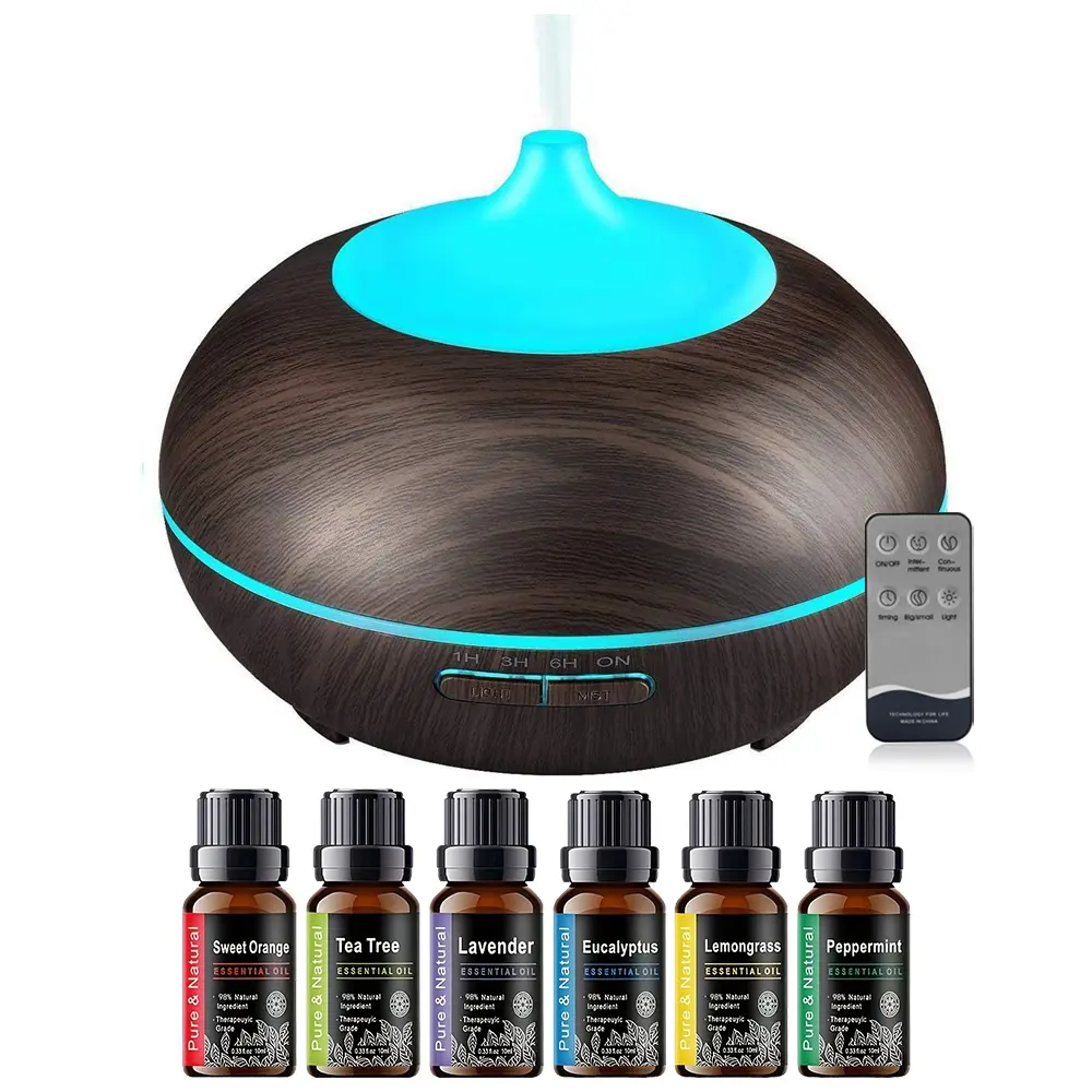 550ML Essential Oil Diffuser BPA Free Ultrasonic Aromatherapy Diffuser with 7-Color Lights Waterless Auto Shut Off for HomeRoompet Room - Black