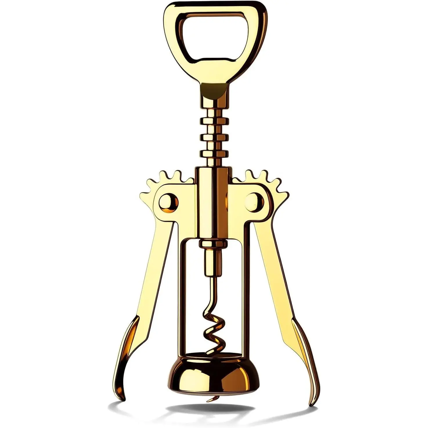 Sturdy Classic Zinc Alloy Gold Wine Opener - Stainless Steel Sharp Wing Corkscrew with Multifunctional Bottle Opener for Kitchenware Use